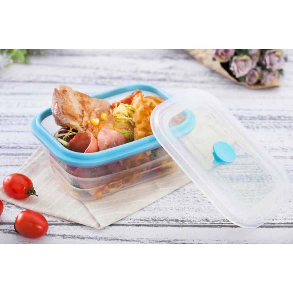 Collapsible Silicone Food Storage Containers, Folding Lunch Bento Box BPA Free for Camping, Hiking, Backpacking