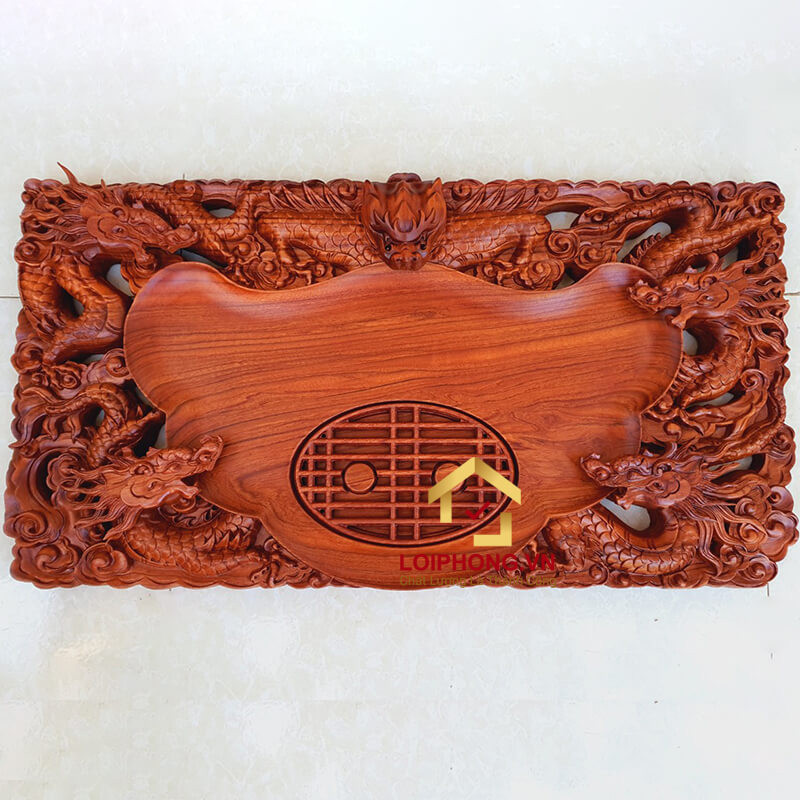 Khay trà gỗ đẹp độc lạ kích thước dài 65 x rộng 35x dày 4 cm