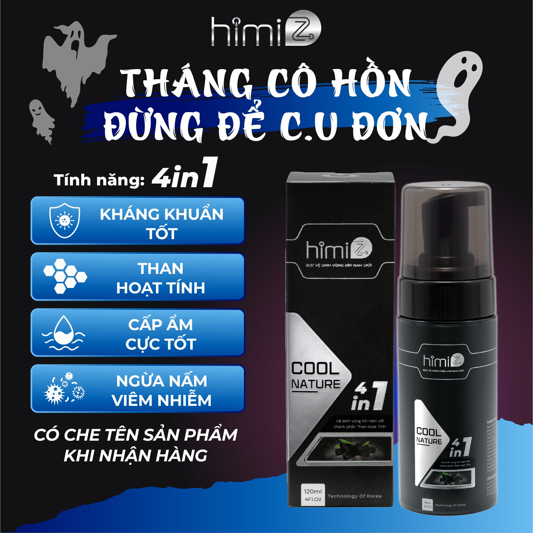 Bọt vệ sinh cho nam giới Himiz ngăn mùi, khử khuẩn hiệu quả hương bạc hà mát lạnh 120ml