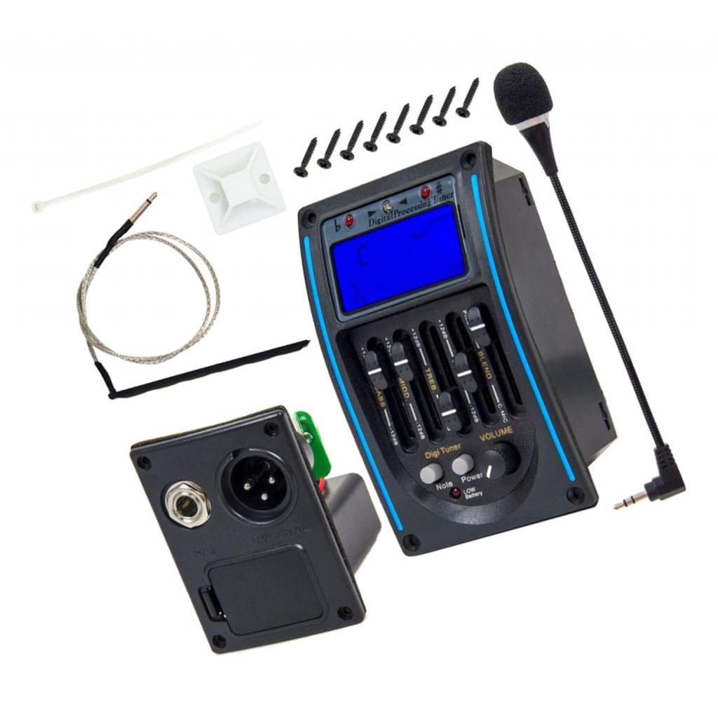 -band Acoustic Guitar Pickup Preamp w/ LCD Screen & Microphone