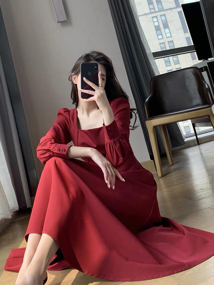 Đầm nữ thời trang midi dài tay dáng xòe dự tiệc sang trọng DENER DRESS