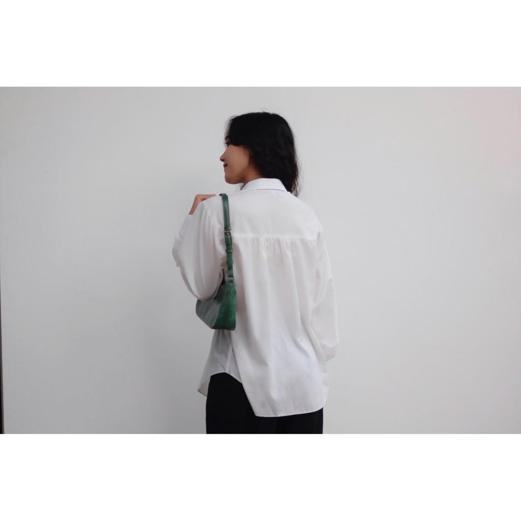 OLALASTUDIO Áo sơmi trắng kate silk Carlo Shirt