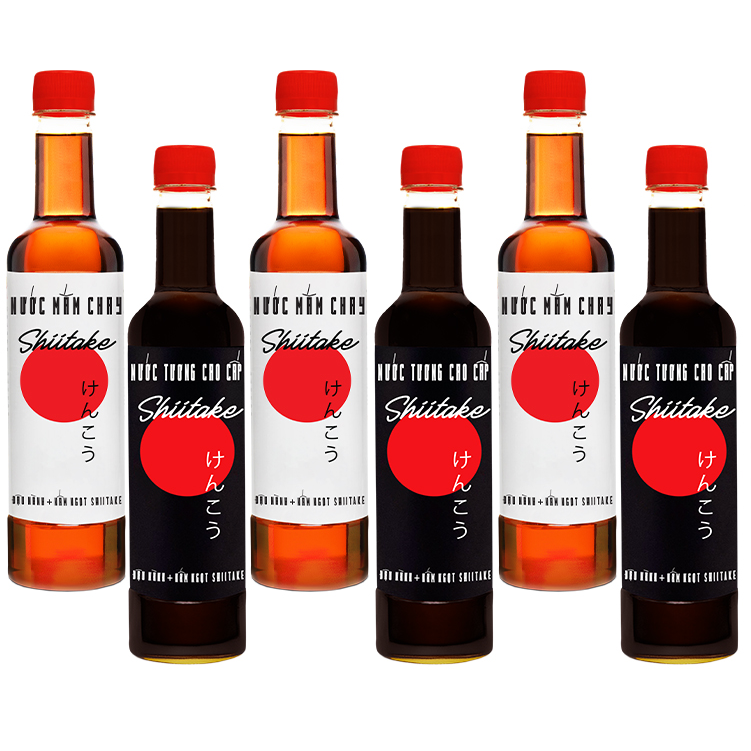 Mua 3 nước tương shiitake tặng 3 nước mắm shiitake chai nhựa cao cấp 525ml
