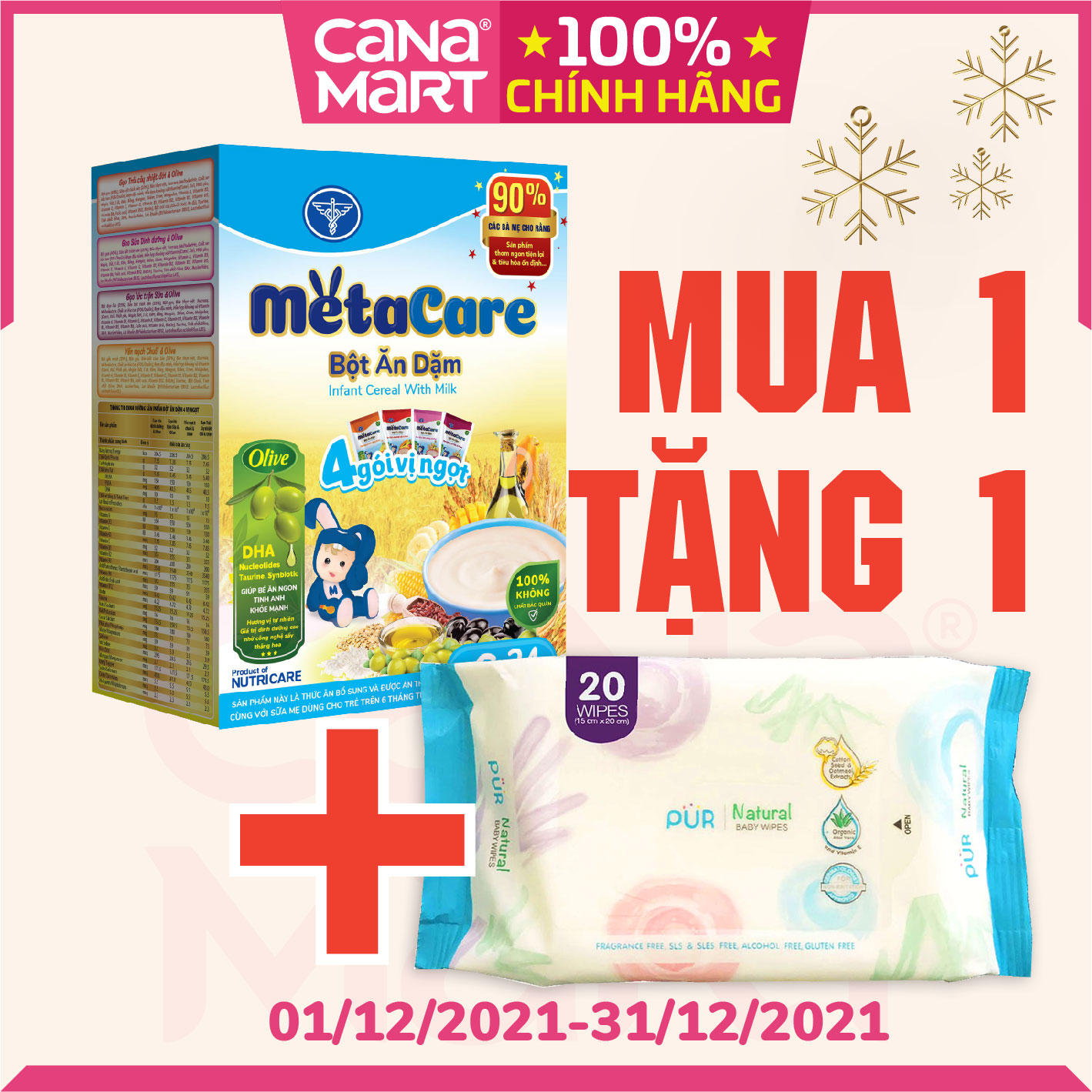 Bột ăn dặm tốt cho bé Nutricare Metacare 04 gói vị ngọt (200g)