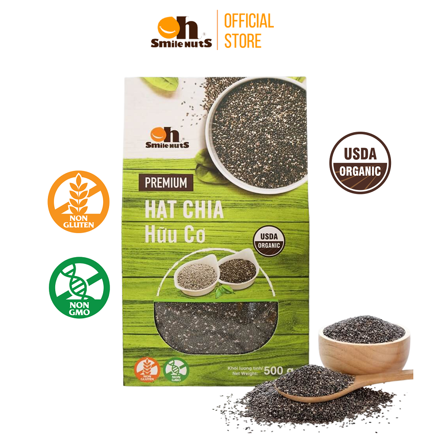Hạt Chia Đen Hữu Cơ Smile Nuts Hộp 500g - Nhập khẩu từ Nam Mỹ