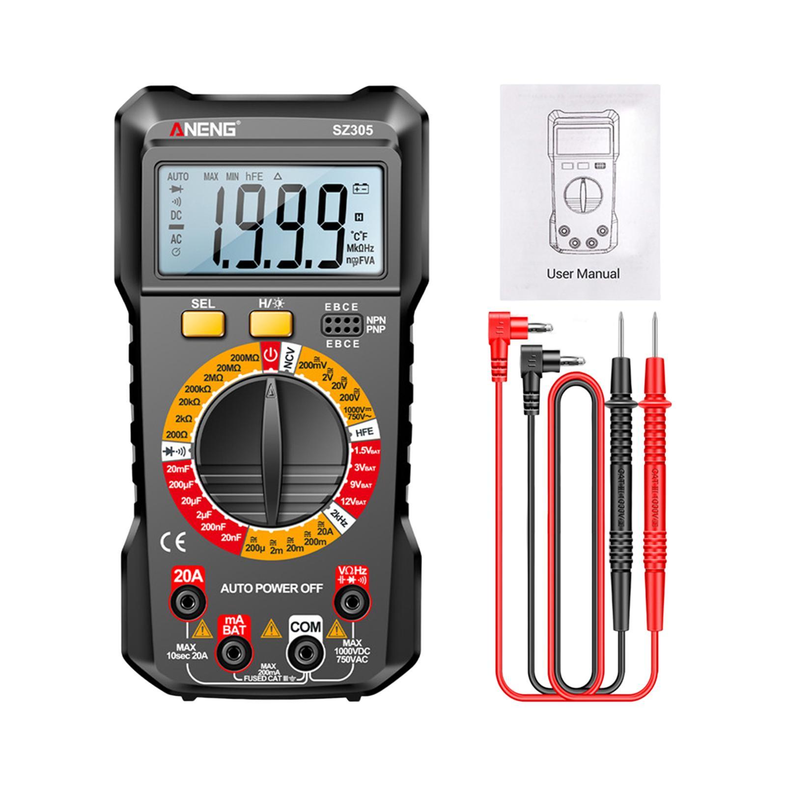 Digital Multimeter DC Voltmeter LCD Display DC Current Non-contt Meansures Ncv Auto Range Pocket Electrician Tester