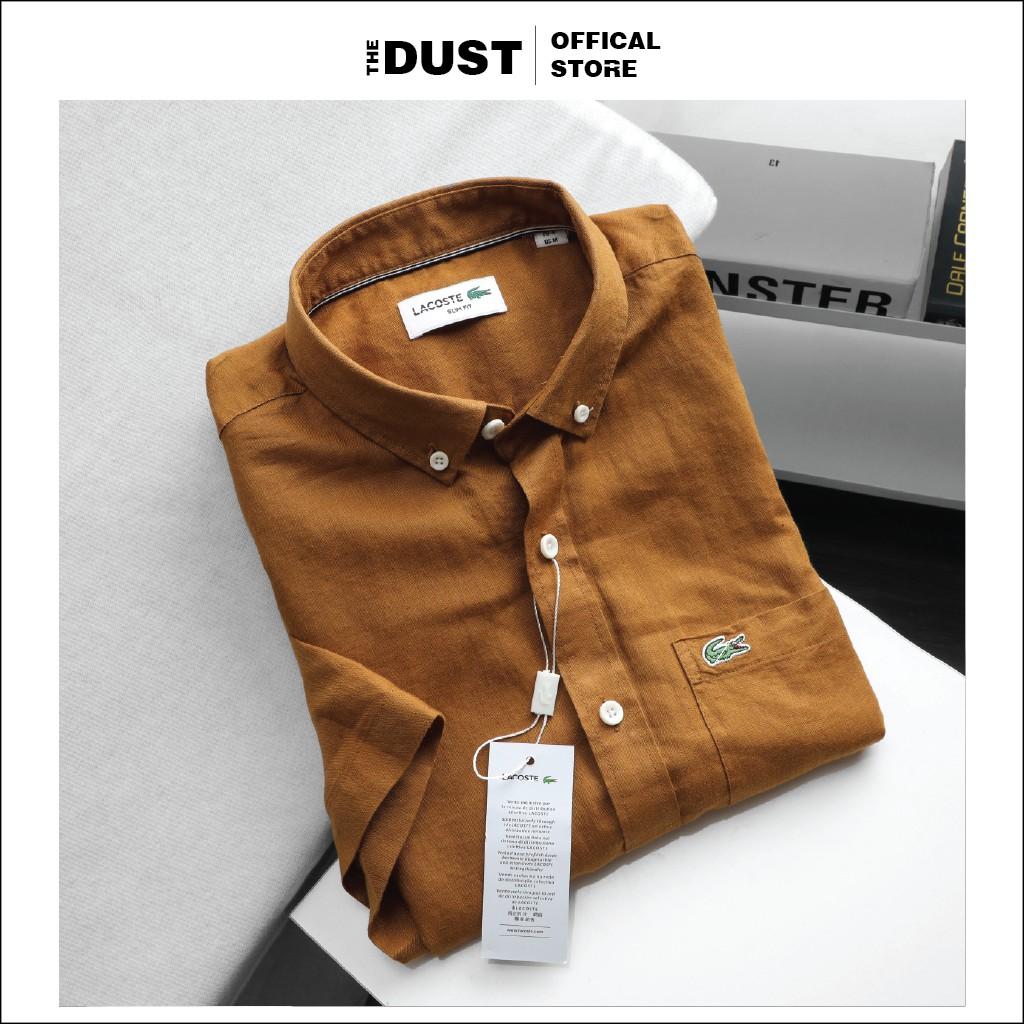 Áo sơ mi nam cộc tay trơn cổ bẻ basic LCT chuẩn form chất liệu linen cao cấp, trẻ trung lịch lãm - THE DUST