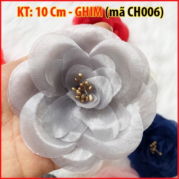 Tag Hoa Voan Lớn Cài Áo, Kiểu Cài Áo Hoa Voan Có Ghim, Có Trâm Cài Áo Váy Đầm Nhiều Màu, Màu Hồng, Trắng, Nâu, Đỏ  Kích Thước 10 CM CH006