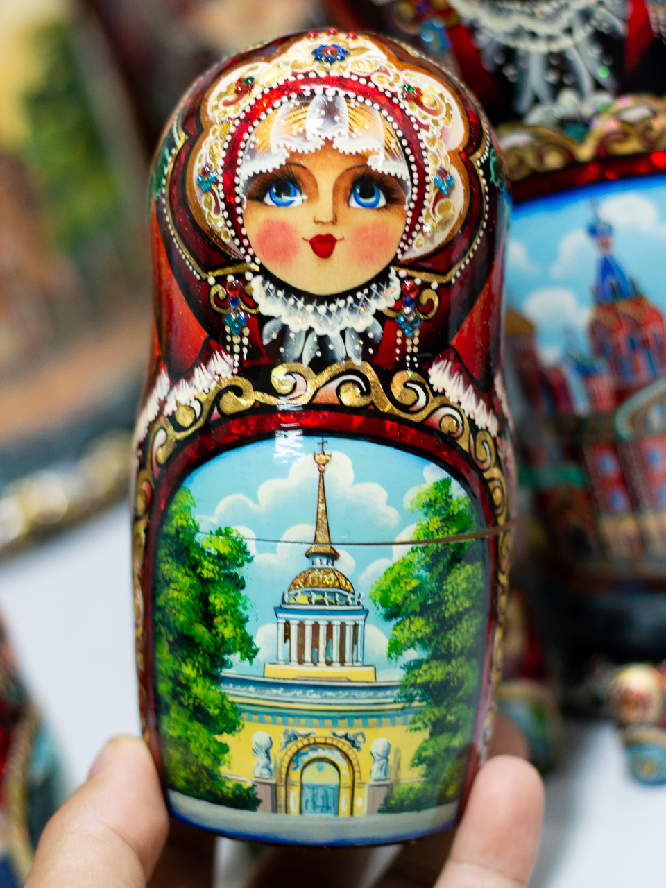 BỘ BÚP BÊ NGA MATRYOSHKA 10 LỚP CAO 26CM CAO CẤP HOA VĂN "PHONG CẢNH SAINT PETERSBURG" CỰC ĐẸP VÀ SANG TRỌNG