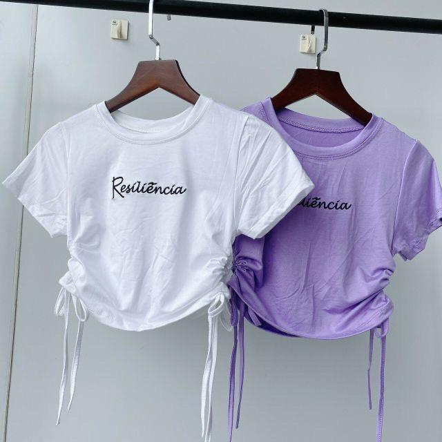 Áo Croptop Thêu Resonita Rút Dây chất thun mềm mại kiểu dáng Ulzzang - Babi Trendy CT25