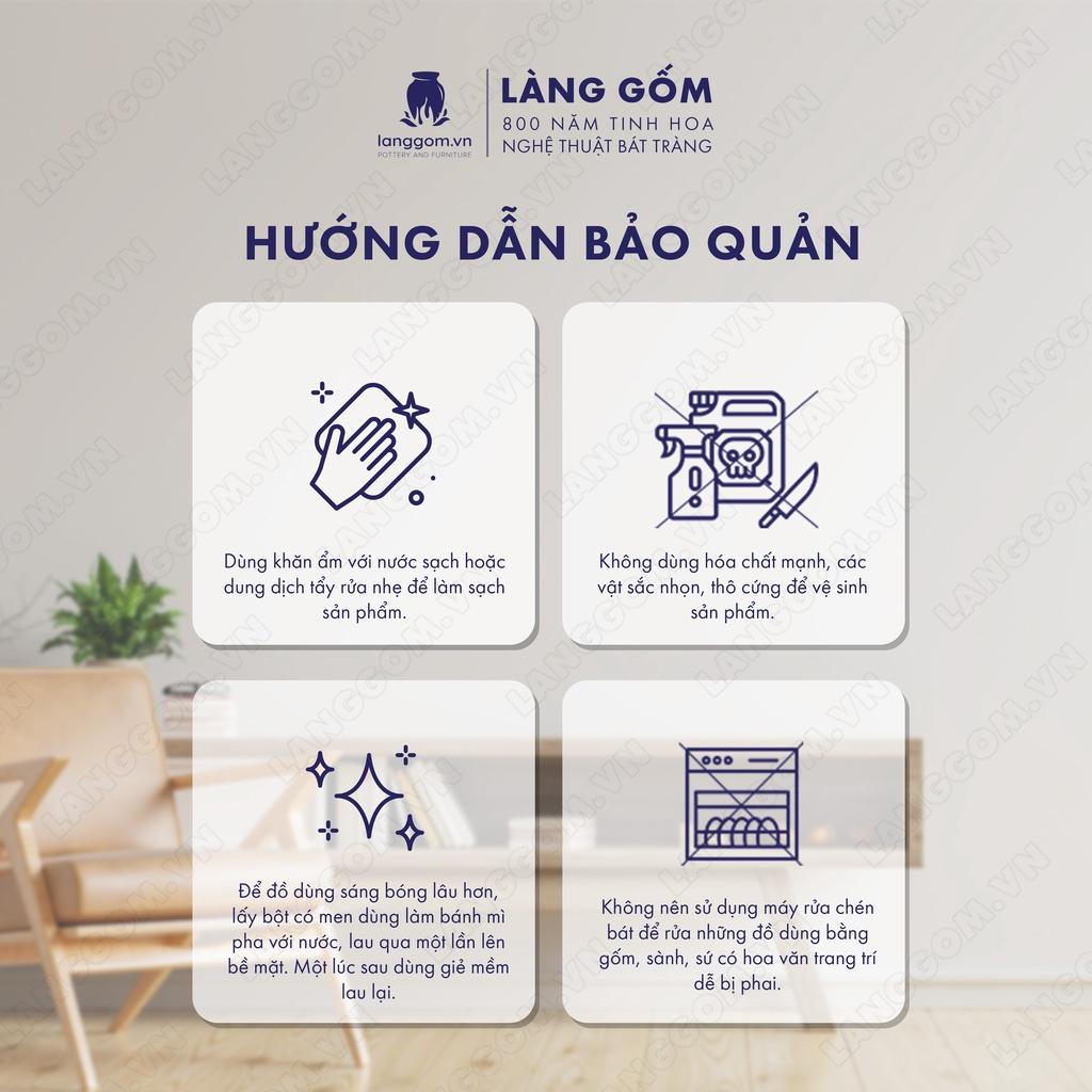 Bình hoa trang trí, Lọ hoa men trắng cú béo - Gốm sứ Bát Tràng - langgom.vn