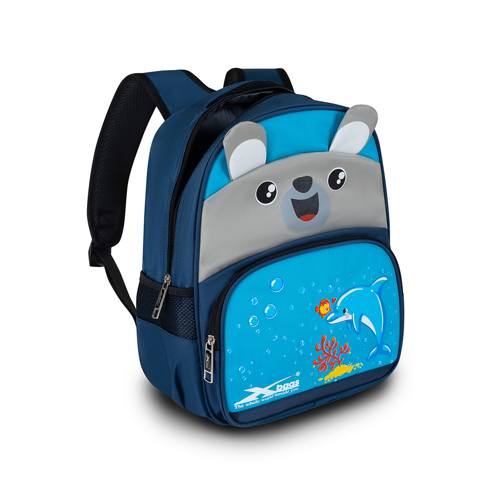 Balo mầm non chống nước cao cấp Xbags Dolphin xanh – Balo học sinh đáng yêu, nhiều ngăn tiện lợi, bền đẹp cho bé XB3020