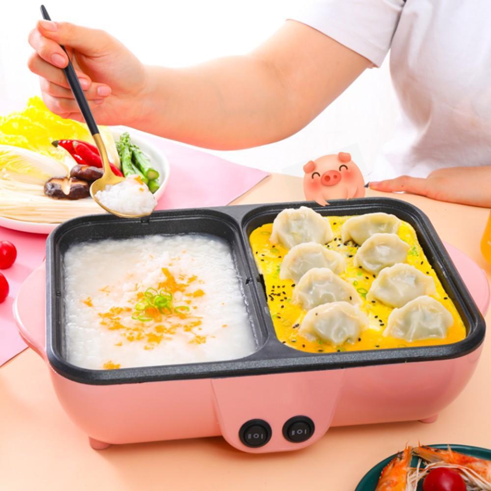 Nồi Lẩu Nướng Vouller Đa Năng Cao Cấp 2 Ngăn Siêu Chống Dính, Bếp Lẩu Nướng 2 In 1 Mini Tùy Chỉnh Nhiệt Độ Tiện Lợi - Hàng Chính Hãng