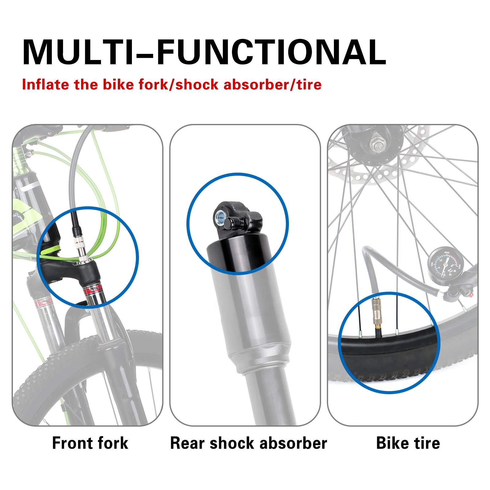 Lixada Bike Air Shock Pump with Pressure Gauge 300PSI High Pressure Bike Tire Inflator Pump for Bicycle Fork and Rear Suspension