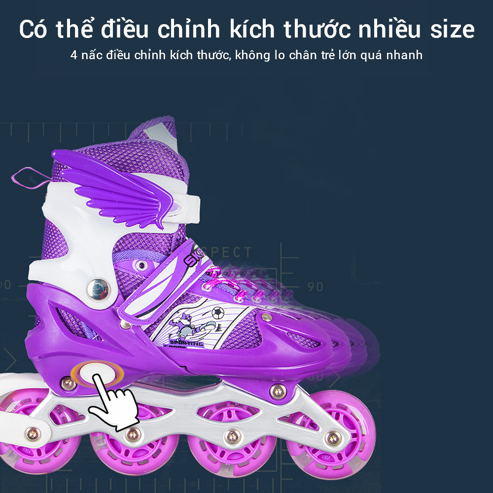 OneTwoFit  Giày Patin trẻ em Tặng Kèm Cánh, Có Bánh Đèn Phát Sáng, Có Chỉnh Size （Tặng nón bảo hiểm + Bảo hộ）、Giày Trượt Patin Trẻ Em