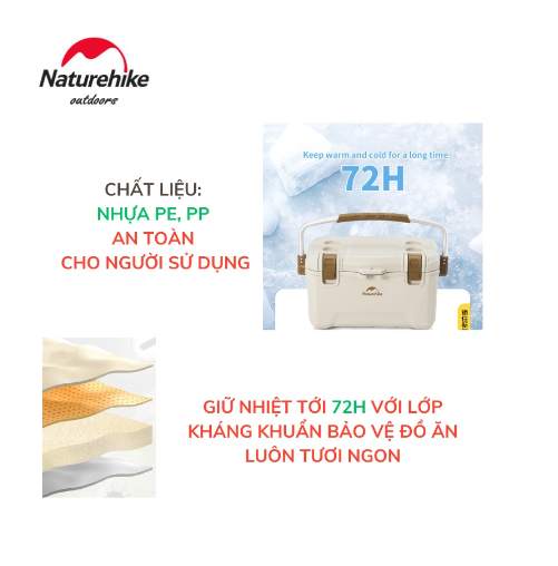 Thùng giữ nhiệt Lingxia kháng khuẩn và giữ lạnh tới 72h NatureHike CNH22CJ10001