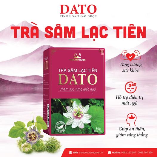 Trà Sâm Lạc Tiên DATO, trà lạc tiên, trà túi lọc thảo   giúp ngủ ngon mỗi ngày