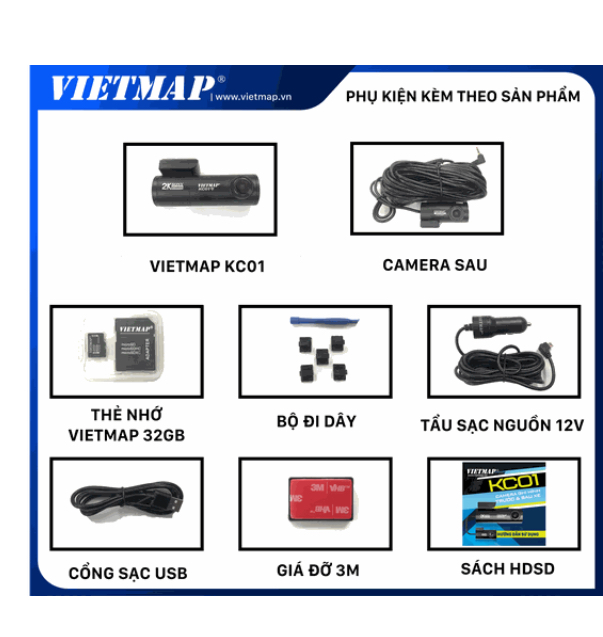 Camera hành trình VIETMAP KC01 cảnh báo giao thông- Hàng chính hãng