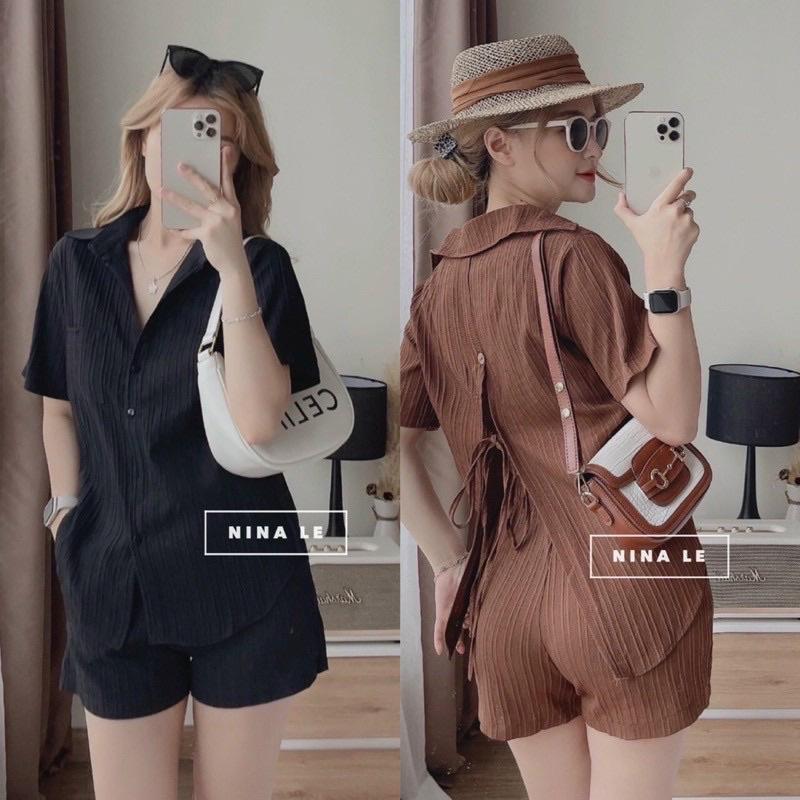 BIGSIZE sét sơ mi tay ngắn + quần short 50-90kg