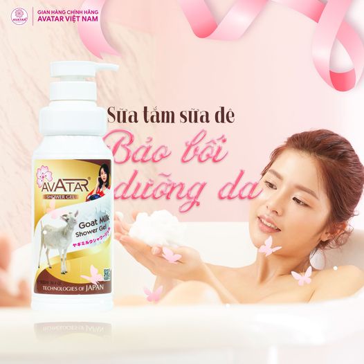 Sữa tắm sữa dê Avatar 900ml - Sữa dê chăm sóc da mịn màng và ngăn ngừa lão hóa - Công nghệ Nhật Bản