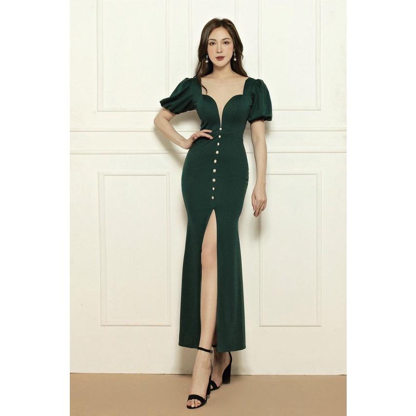 Đầm Body đuôi Cá đính nút xẻ trước