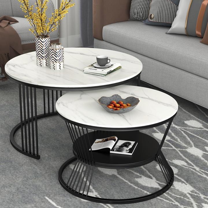 Bàn trà sofa mặt đá vân mây phòng khách cao cấp, bàn tiếp khách sofa hiện đại - bảo hành 12 tháng