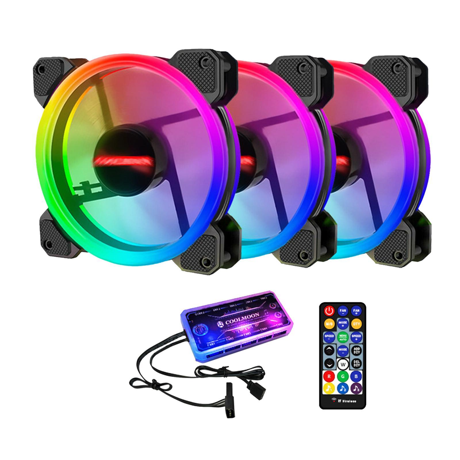 12cm RGB Computer Case Cooling Fan with Controller Remote 3 fan controller A