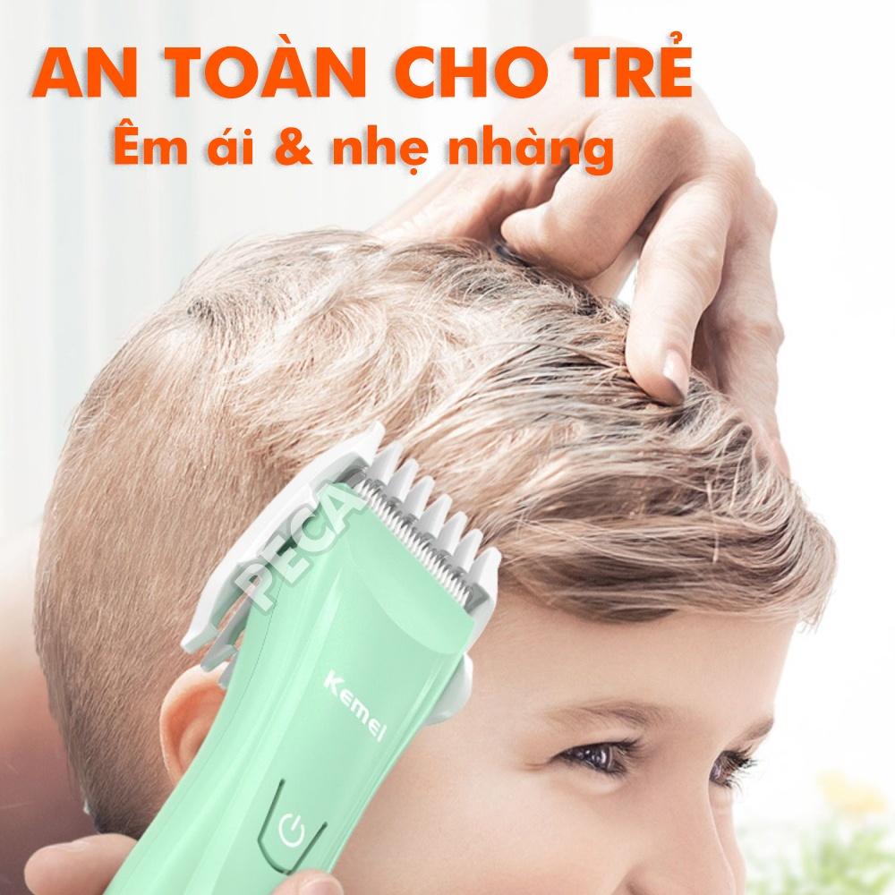 Tông đơ cắt tóc trẻ em không dây Kemei KM-811lưỡi sứ trắng, không ồn chuyên dụng cắt tóc cho con, cắt tóc bé sơ sinh