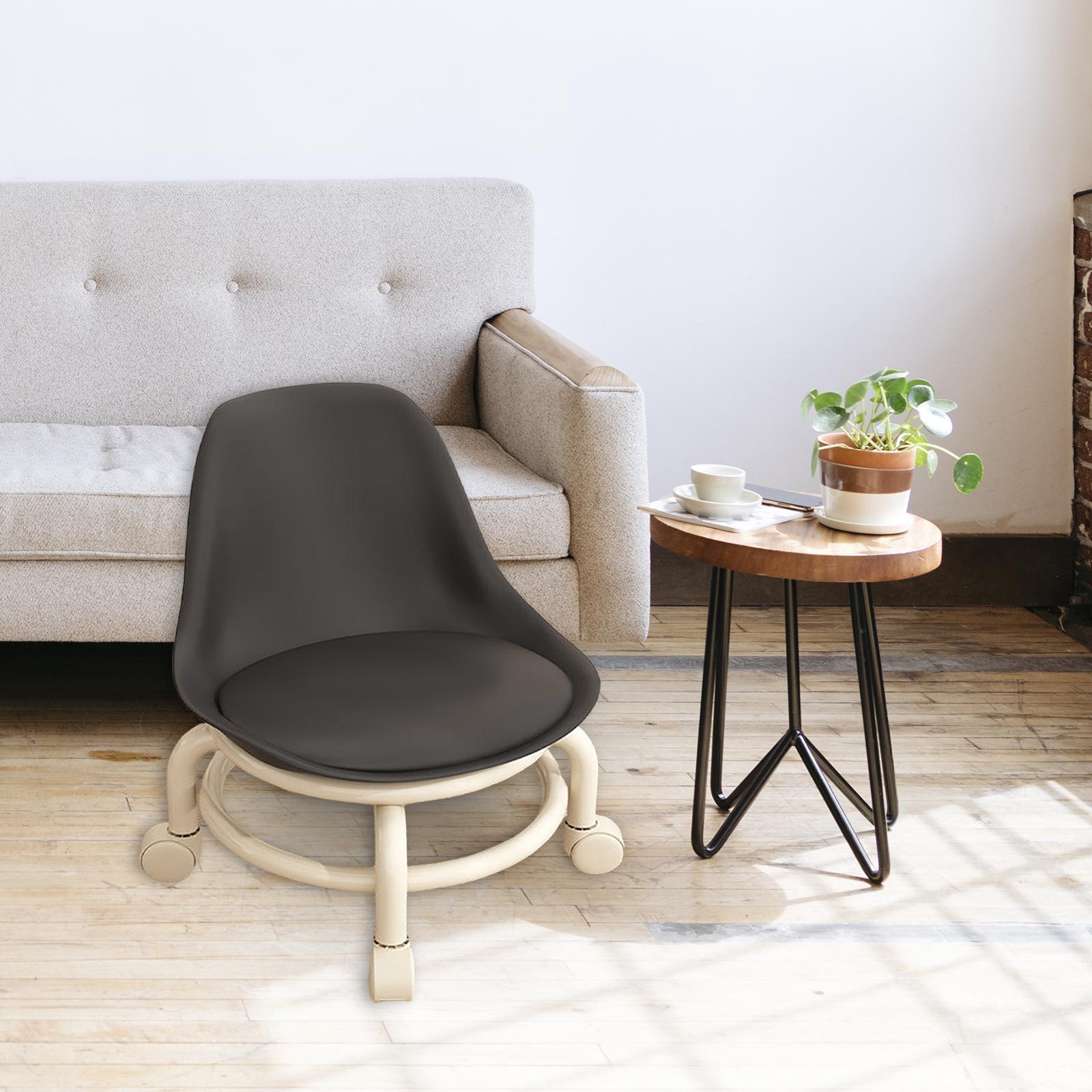 Low Height Rolling Stool with Back Stainless Steel  Height 45cm