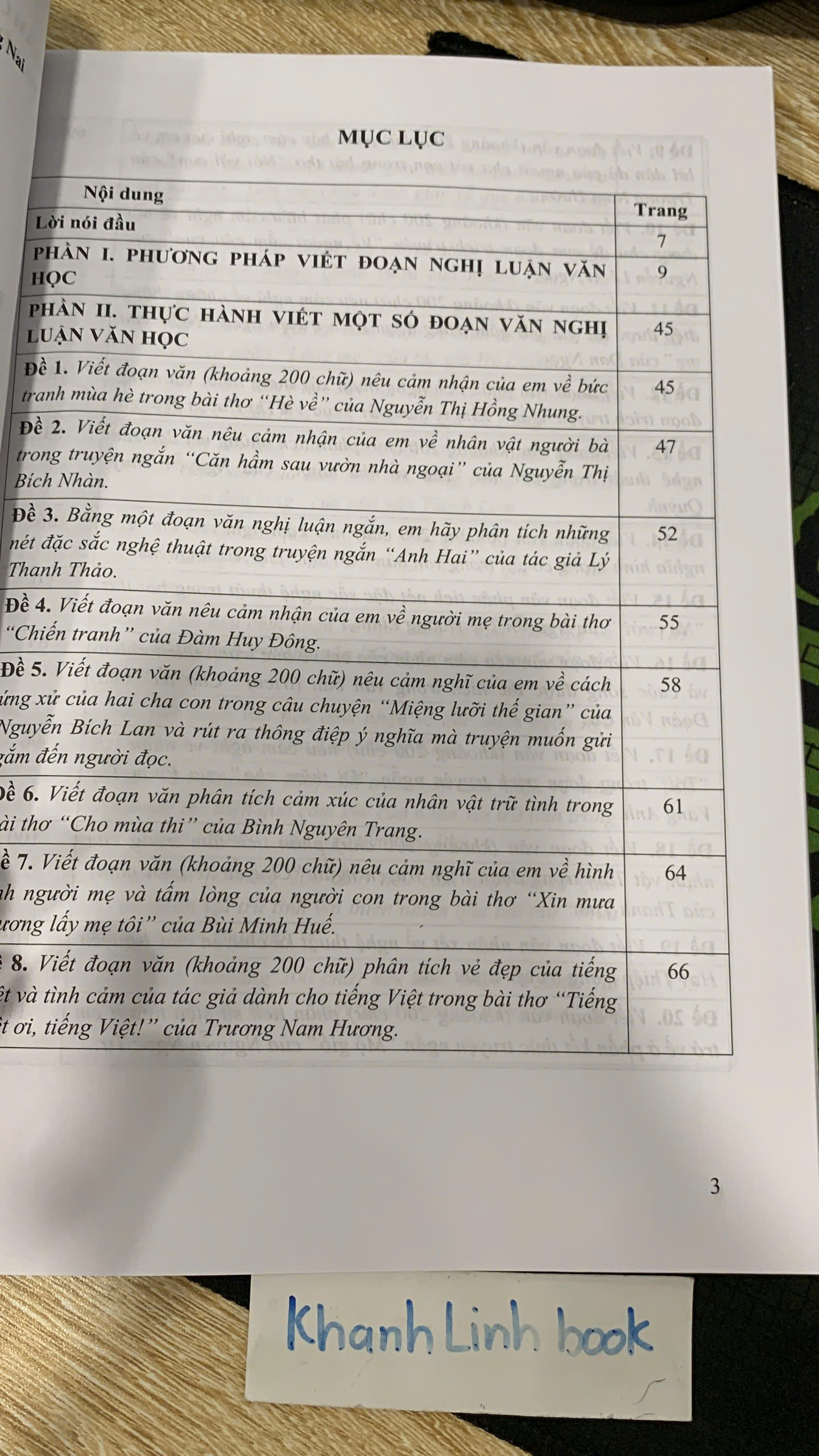 Sách - Hướng Dẫn Kĩ Năng Viết Đoạn Nghị Luận Văn Học Môn Ngữ Văn ( Dành Cho HS Luyện Thi Vào Lớp 10)