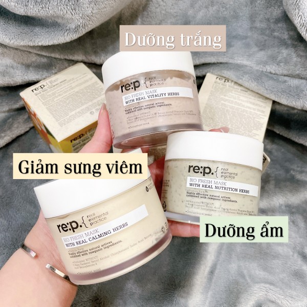 Mặt Nạ Đất Sét Thu Nhỏ Lỗ Chân Lông Chiết Xuất Cây Hương Thảo Re:p Bio Fresh Mask With Real Nutrition Herbs 130g + Tặng Kèm 1 Băng Đô Tai Mèo  (Màu Ngẫu Nhiên)