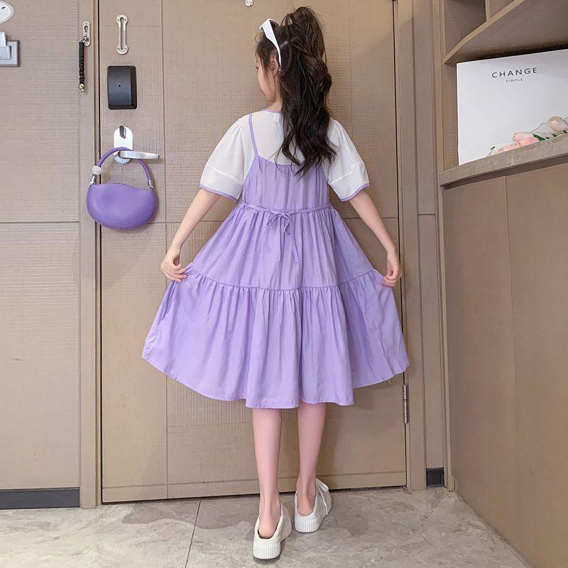 DIYIWEI Cô gái ăn mặc mùa hè 2023 phong cách phương Tây lớn bé lưới váy trẻ em mỏng giả hai váy công chúa