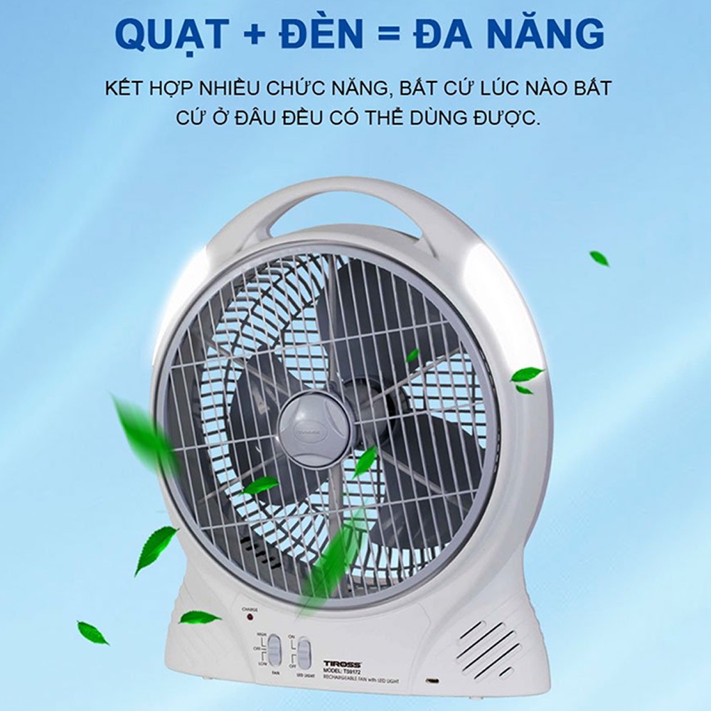 Quạt sạc điện Tiross TS9172 - Hàng chính hãng