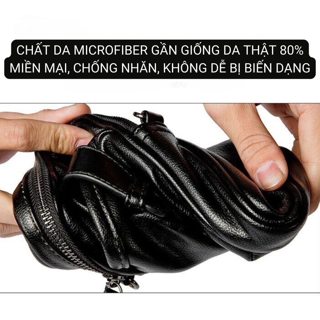Túi đeo chéo da nam nữ mini Hàn Quốc nhỏ gọn đi học, đi chơi đẹp thời trang thanh lịch BAM049