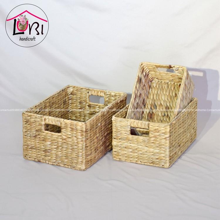 Sọt đựng đồ lục bình hình chữ nhật bộ 3 - xinh xắn