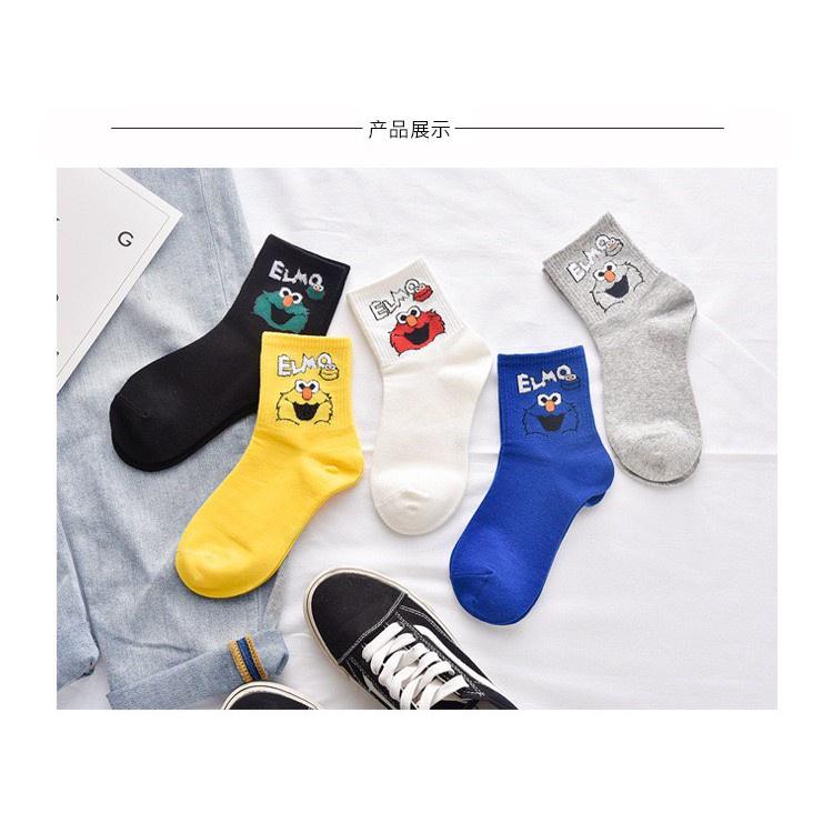 Tất cao cổ Muzini vớ unisex nam nữ họa tiết hoạt hình Elmo ngộ nghĩnh TN83