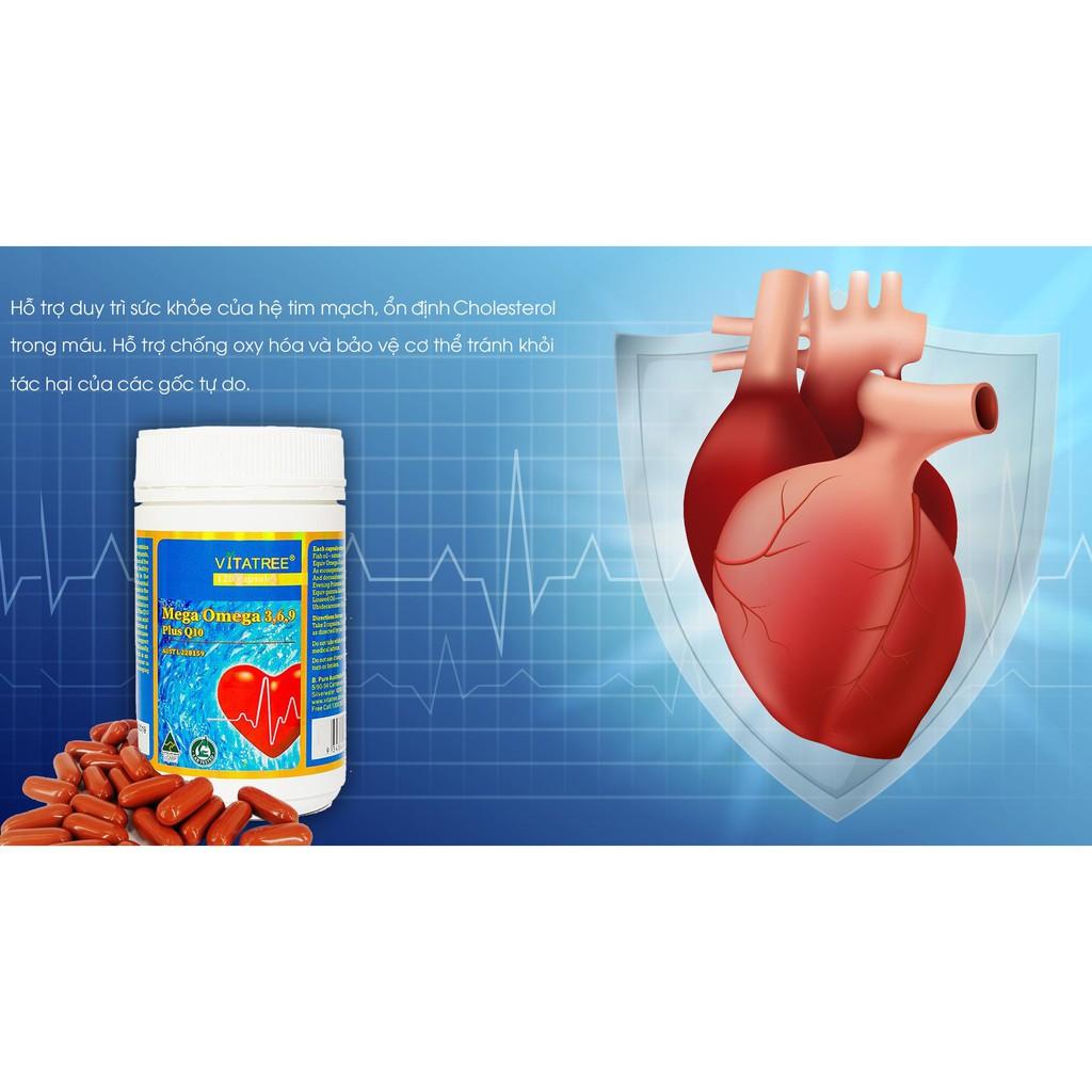 Vitatree Mega Omega 3,6,9 plus Q10 - Hỗ Trợ Tim Mạch Ổn Định Huyết Áp