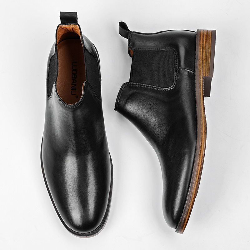 Giày chelsea boots da thật, giày bốt cổ cao big size cỡ lớn 46-47 cho nam cao to chân ú bè - BT218