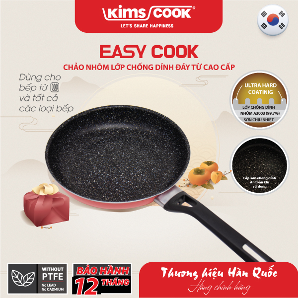 Chảo KIMS COOK Easy Cook hợp kim nhôm chống dính vân đá đáy từ