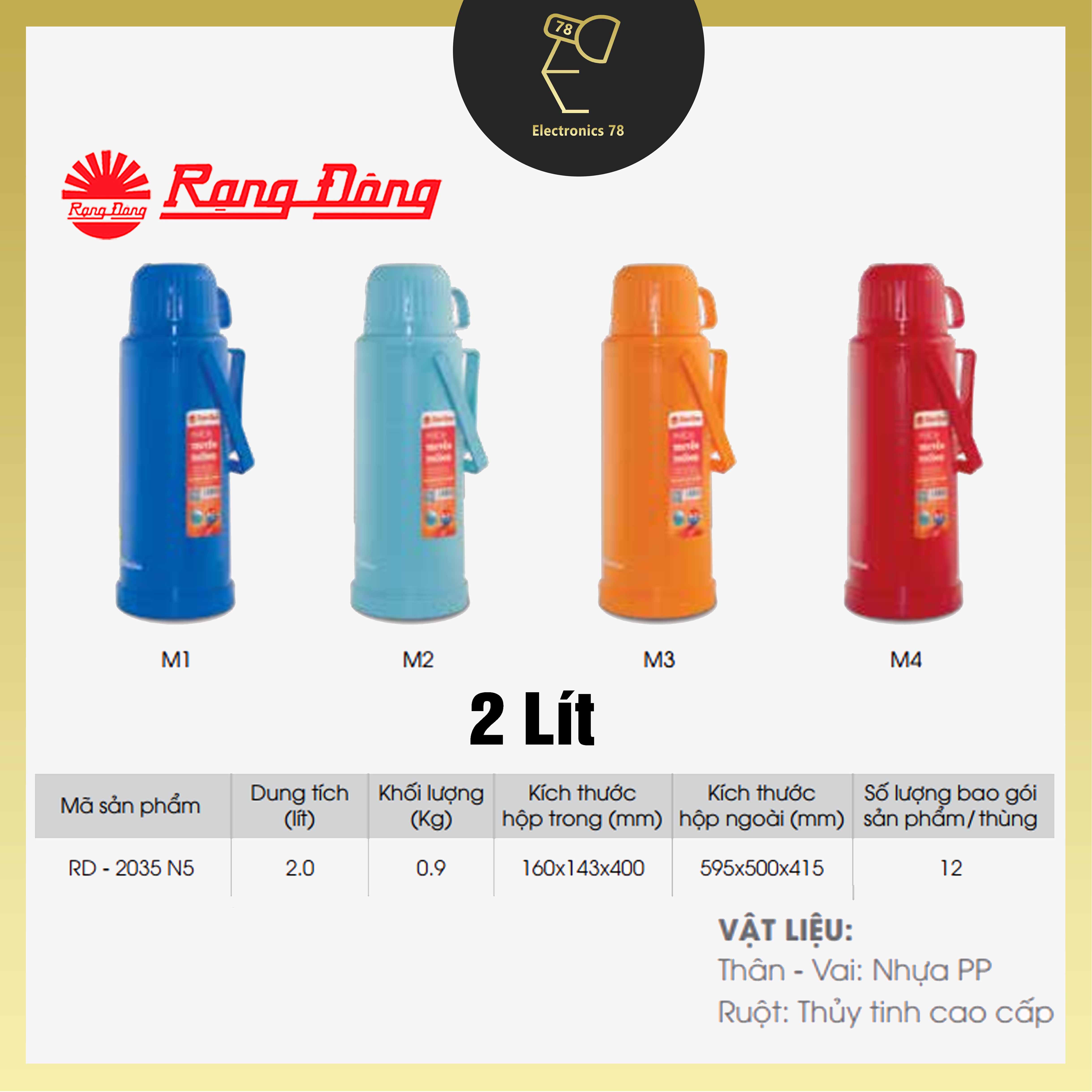 Phích giữ nhiệt, Bình thủy 2.0L Rạng Đông - 2035 N5