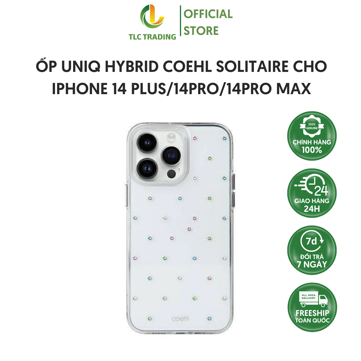 Ốp UNIQ Hybrid Coehl Solitaire dành cho iPhone 14/ 14 Plus/ 14 Pro/ 14 Pro Max - Hàng chính hãng