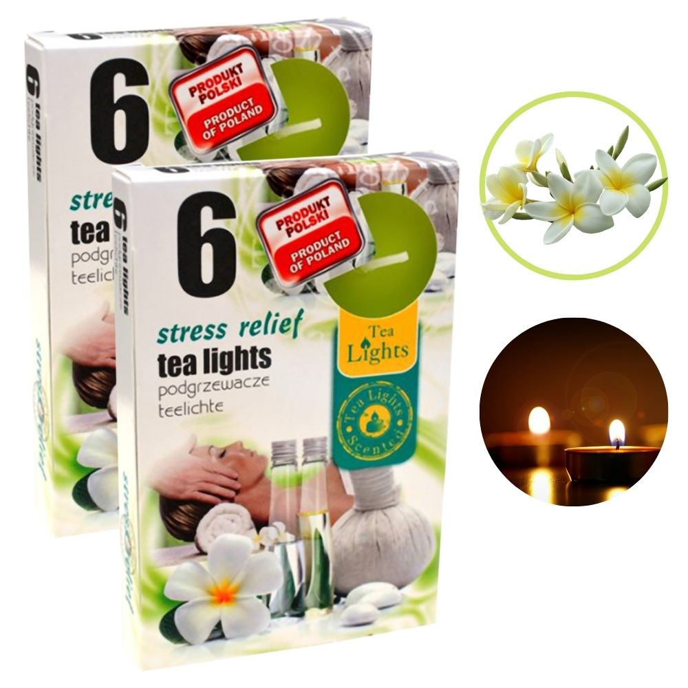 Combo 2 hộp 6 nến thơm tinh dầu Tealight Admit Stress Relief - hương hoa đại, nến trang trí, thơm phòng, thư giãn, khử mùi