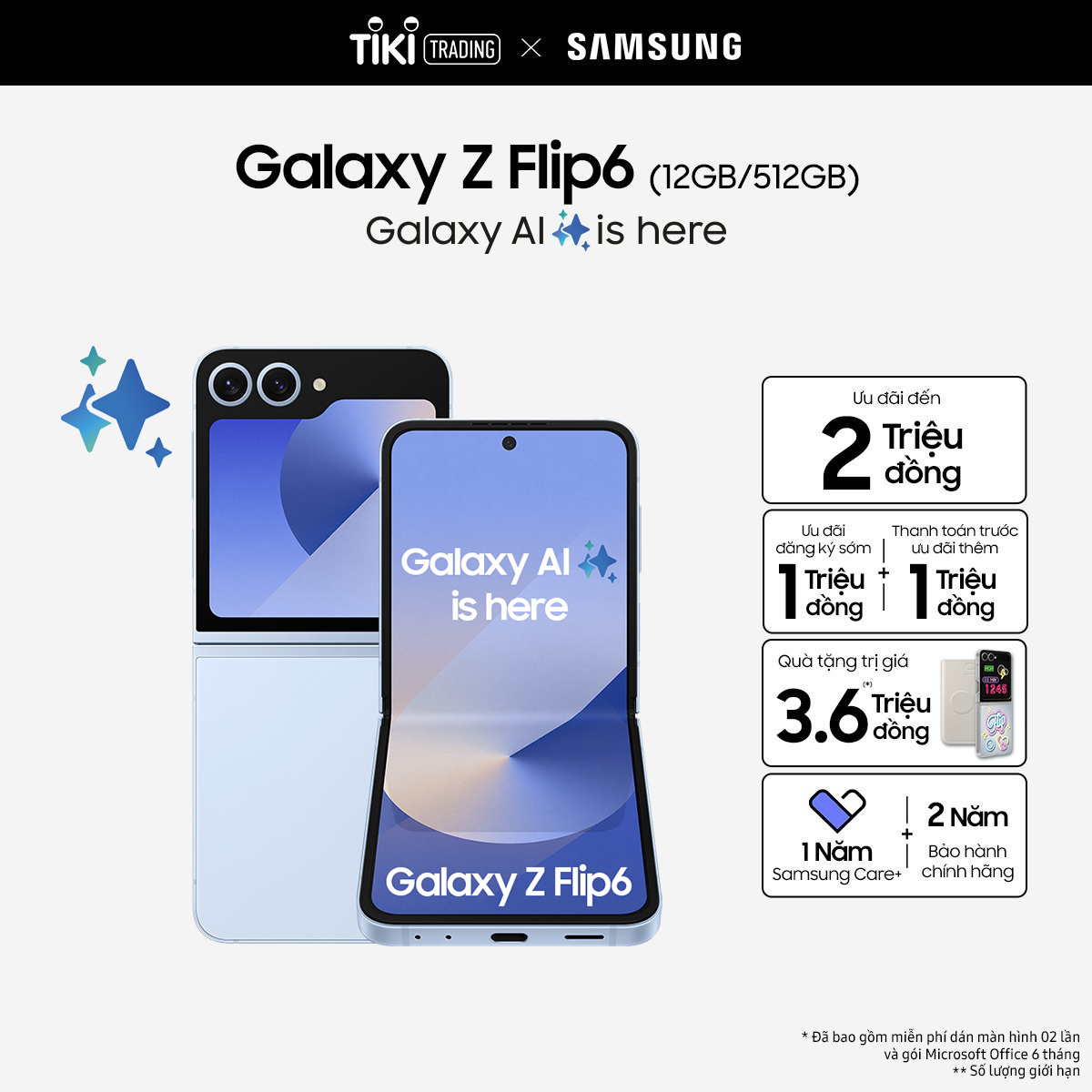 Điện thoại Samsung Galaxy Z Flip6 (12GB/ 512GB) - Hàng chính hãng