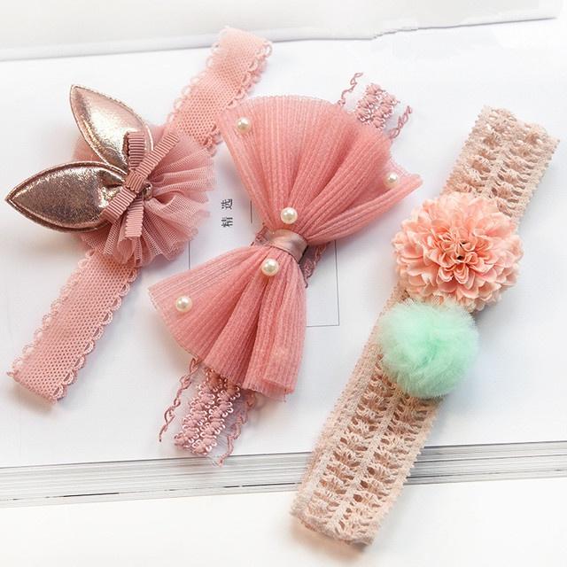 Set 3 chiếc băng đô/turban ren có hộp xinh xắn cho bé gái từ 3 đến 36 tháng tuổi