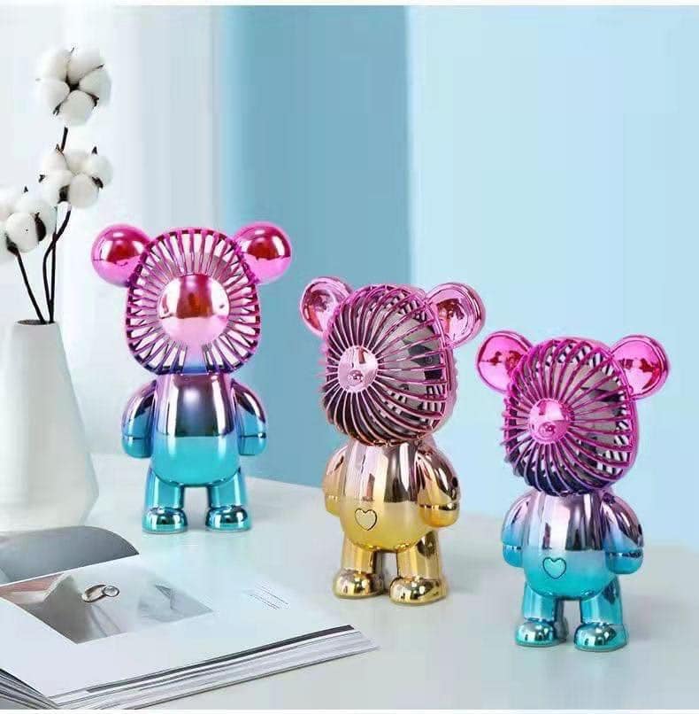 Quạt Mini Cầm Tay Bearbrick, Quạt Tích Điện Mini Để Bàn Decor Siêu Dễ Thương Có Sạc USB - Hàng Loại 1.  CHính Hãng MINIIN