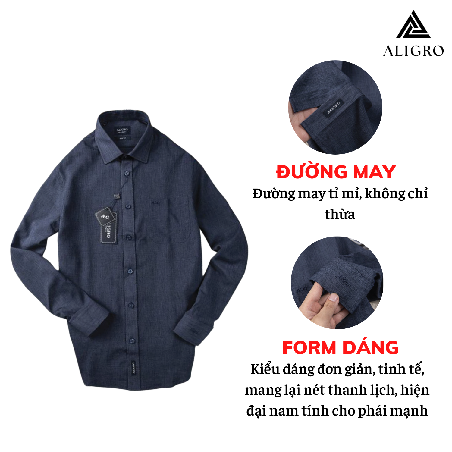 Hình ảnh Áo sơ mi nam dài tay ALIGRO chất liệu pirma cotton mềm mịn, kiểu dáng đơn giản, tinh tế ALGS158