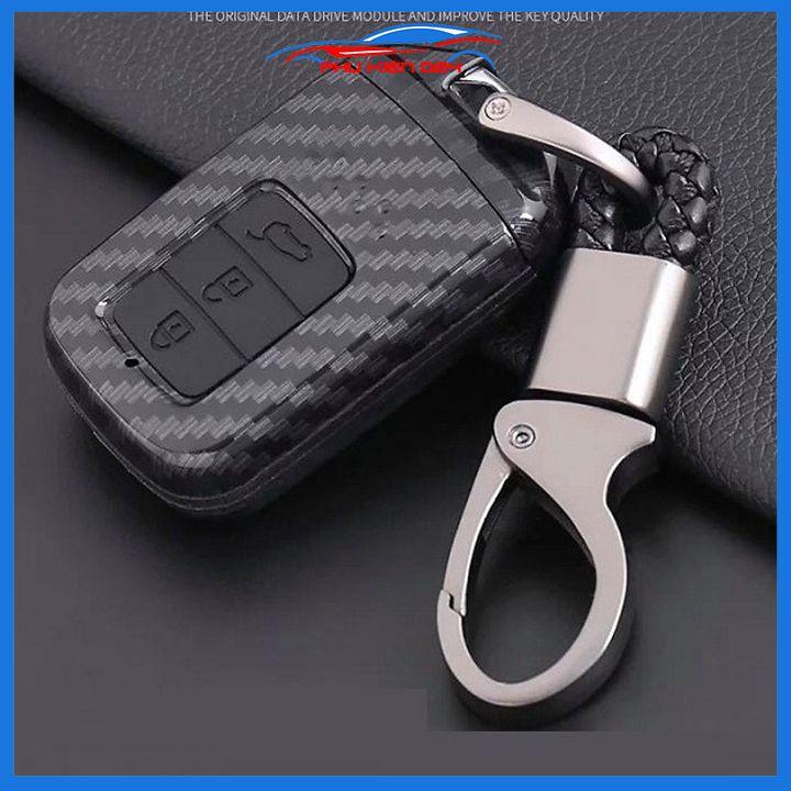 Ốp vỏ bọc chìa khóa xe Honda Civic sợi nhựa cacbon kèm móc treo Inox