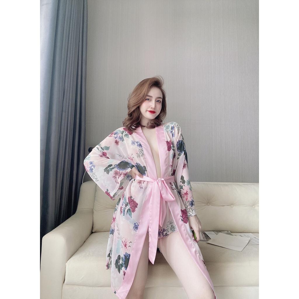 Áo choàng Voan phối satin kèm quần cao cấp siêu sexy giá rẻ
