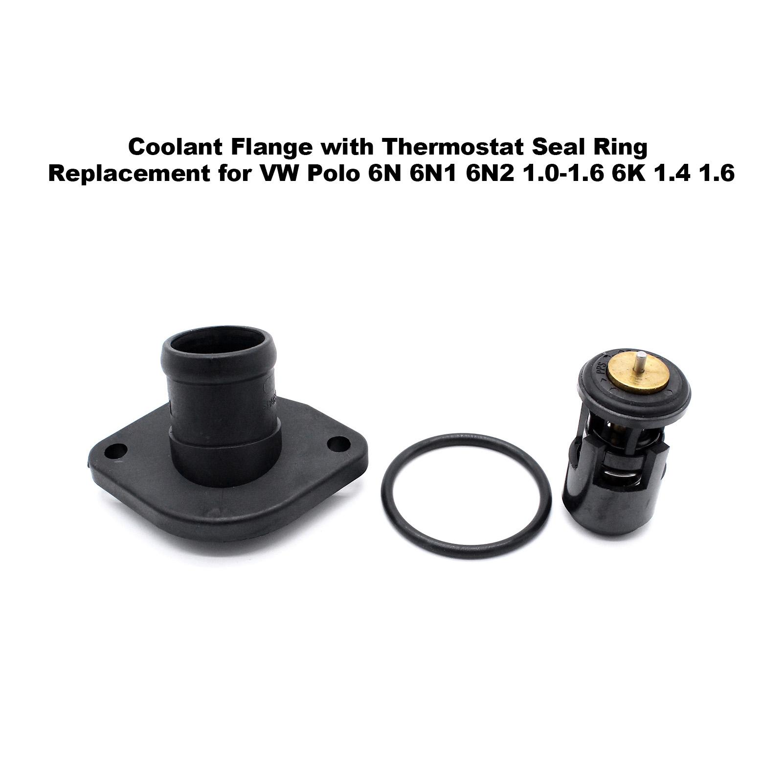Coolant Flange with Thermostat Seal Ring Replacement for VW Polo 6N 6N1 6N2 1.0-1.6 6K 1.4 1.6