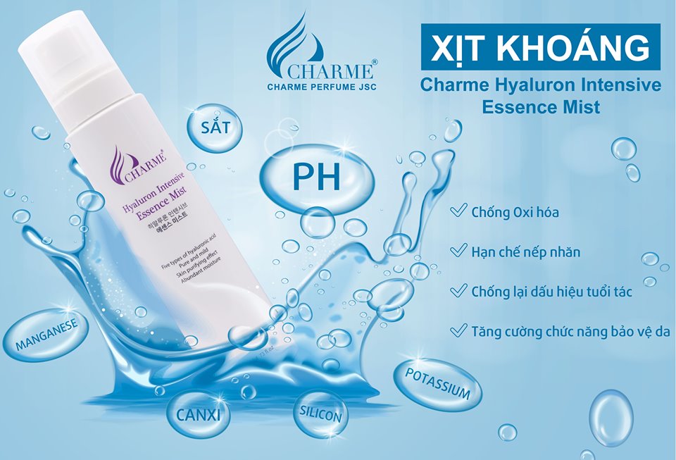 Xịt Khoáng Charme Hyaluaron Intensive Essence Mist Hàn Quốc